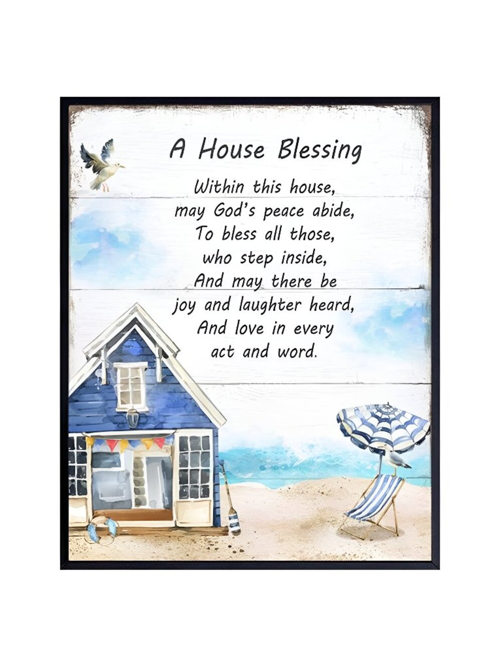 House Blessing - God Bless This House Wall Decor - Rustic Beach Wall Decor